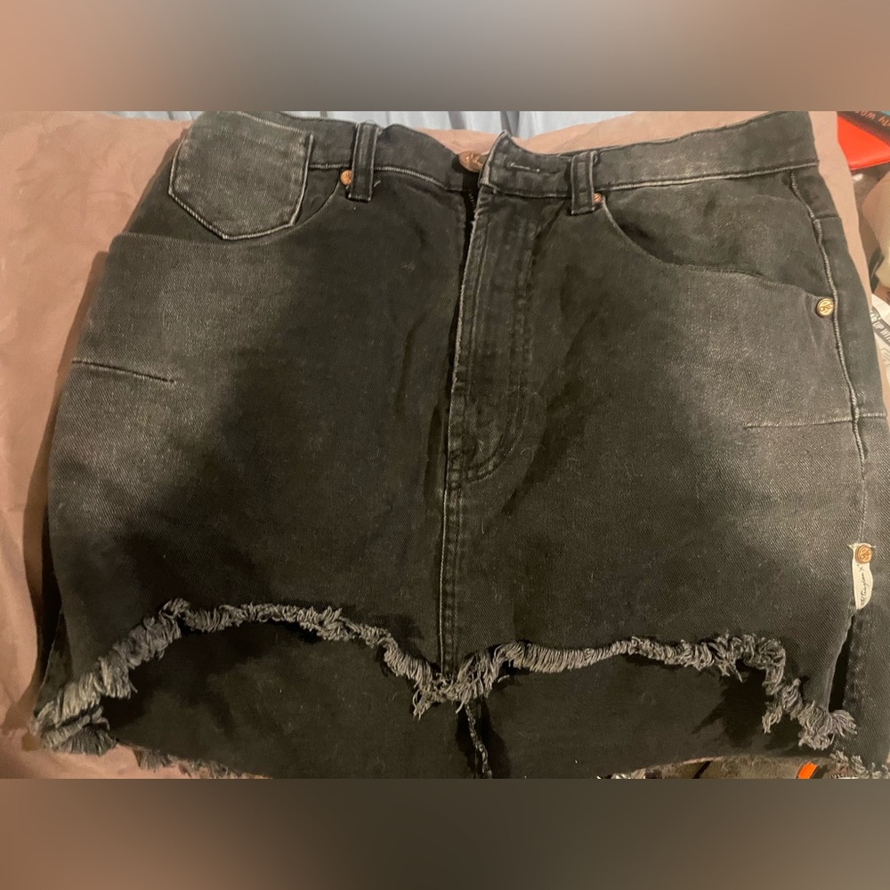One Teaspoon Black Denim Skirt